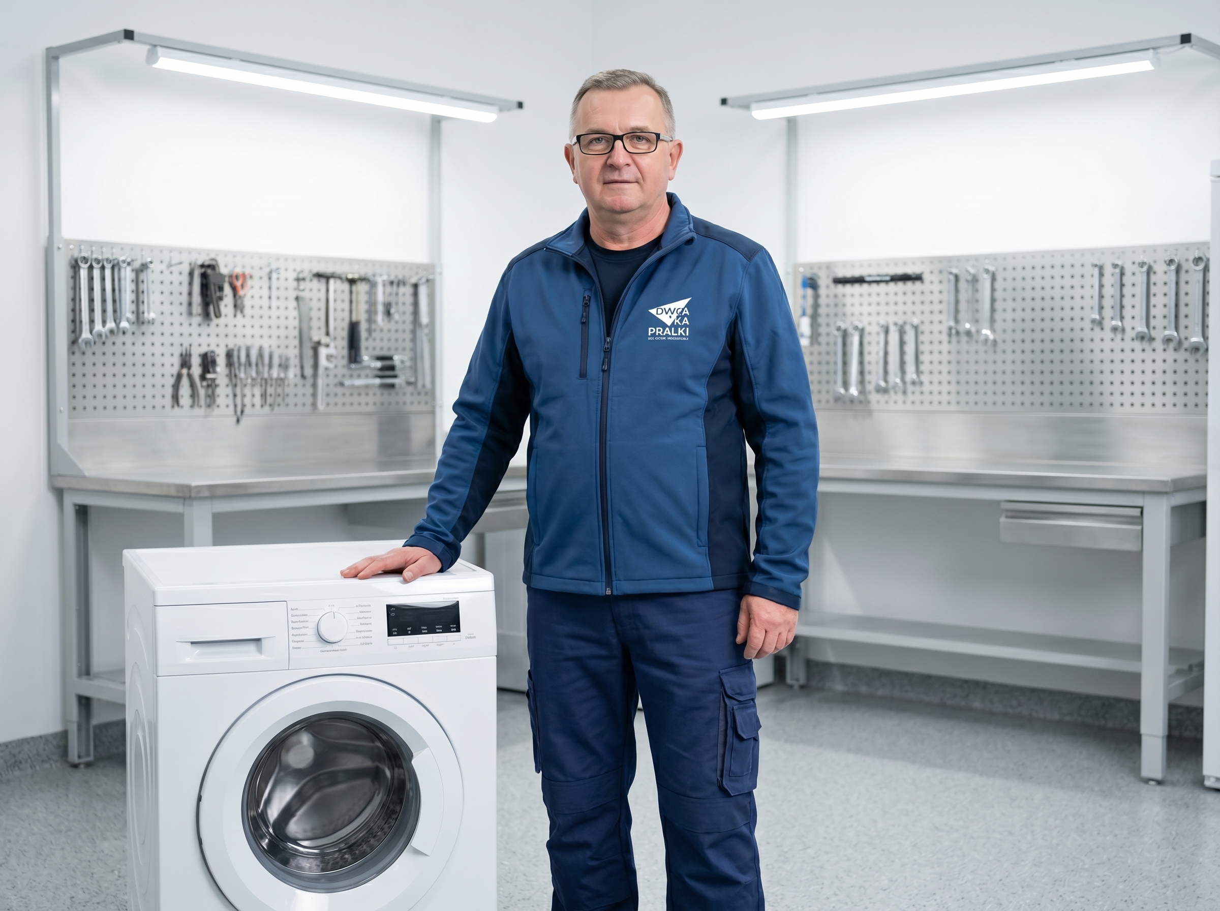 Doświadczony serwisant dwaKa w profesjonalnym warsztacie naprawy pralek w Łodzi